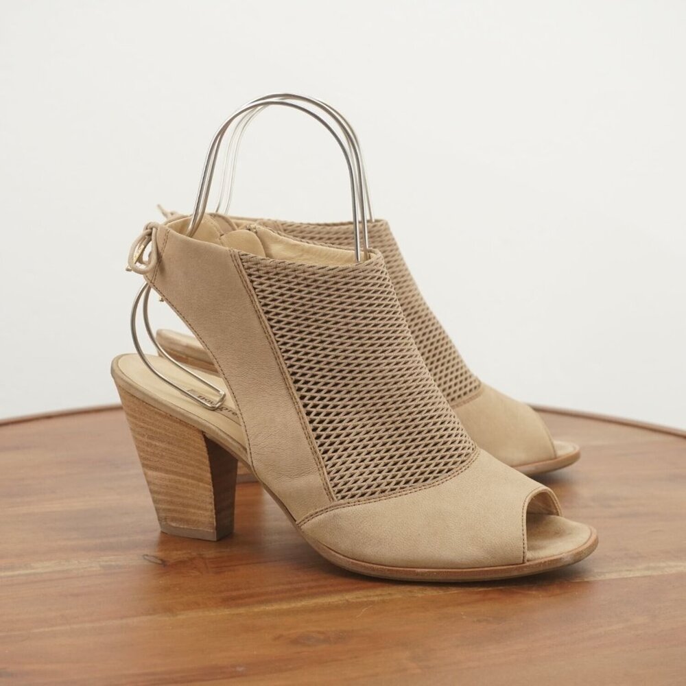 Paul Green Tan Peep-Toe Sandals
